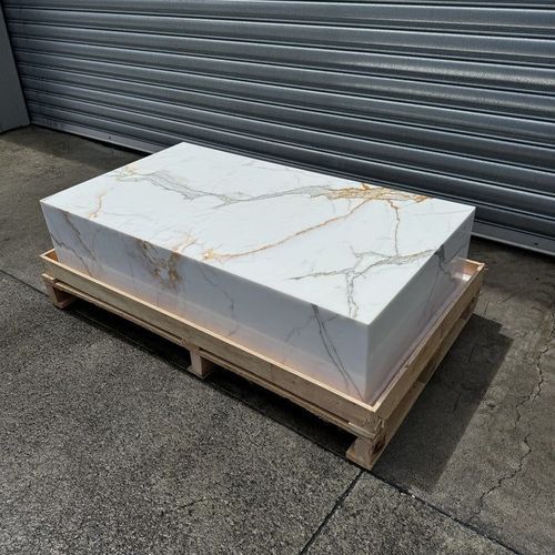 Block Coffee Table - Gold Calacatta Large | Natural Stone Co.