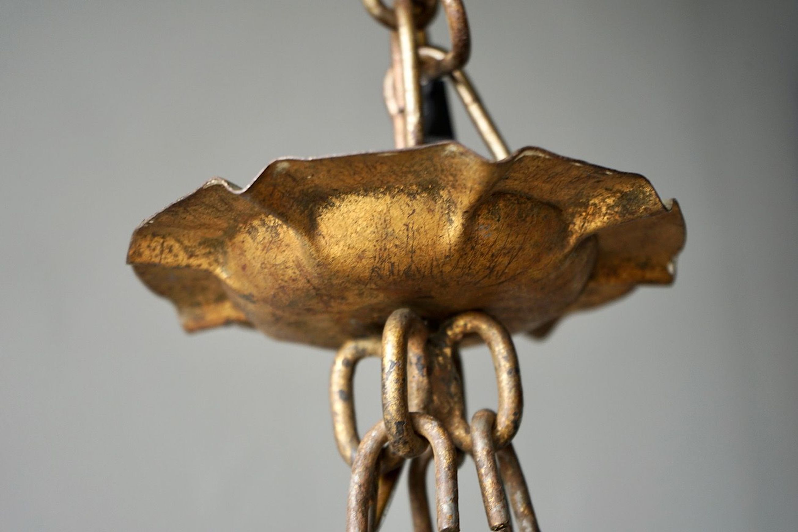 French Gilded Iron Chandelier
