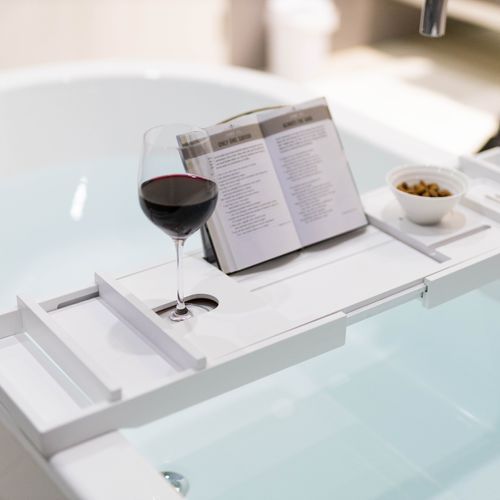 Serenity Bamboo Bath Caddy - White