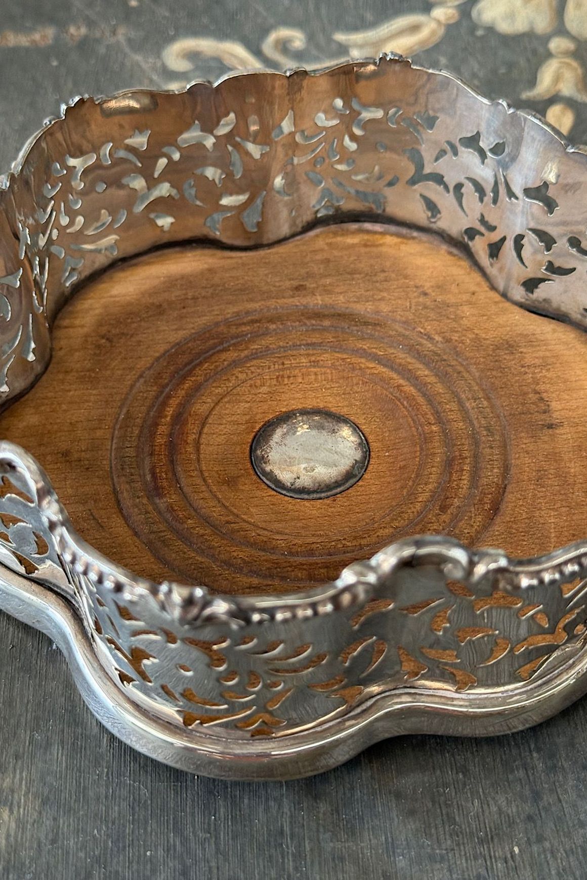 Pair of Silvered Wine Coasters