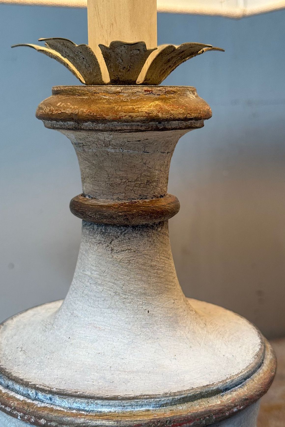 Italian Painted Candlestick Lamps