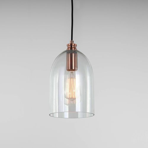 Willow Dome Glass Pendant Light - Copper