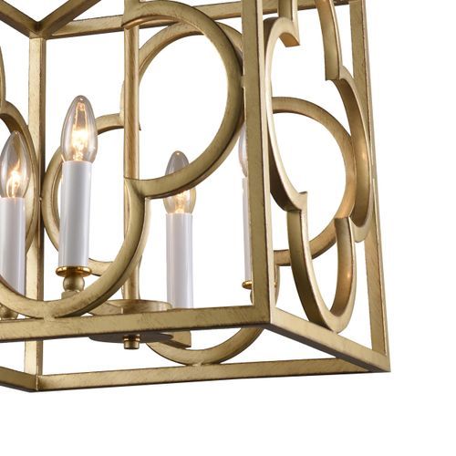 Detailed Box Frame Lantern Pendant Light - Gold Venetia