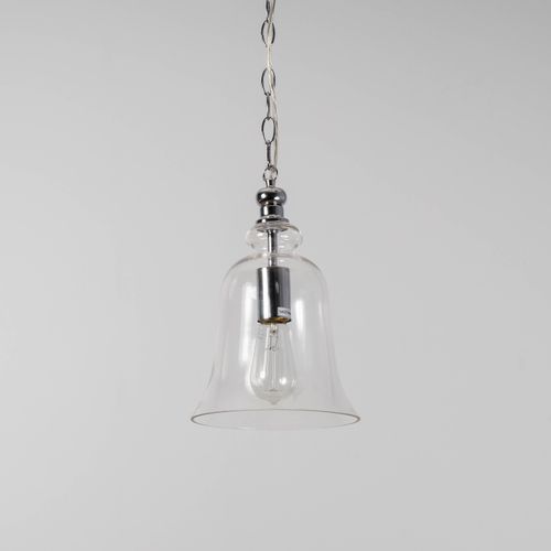 Gracie Glass Bell Shape Pendant Light - Polished Chrome
