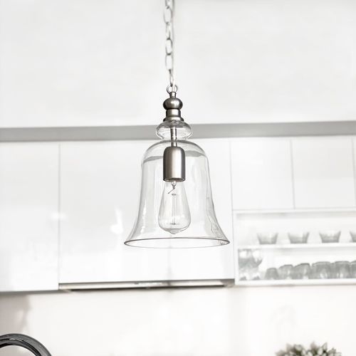 Gracie Glass Bell Shape Pendant Light - Matt Silver