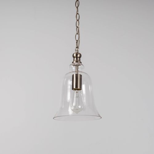 Gracie Glass Bell Shape Pendant Light - Matt Silver