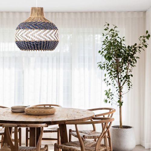 Bondi Blue Rattan Pendant Light