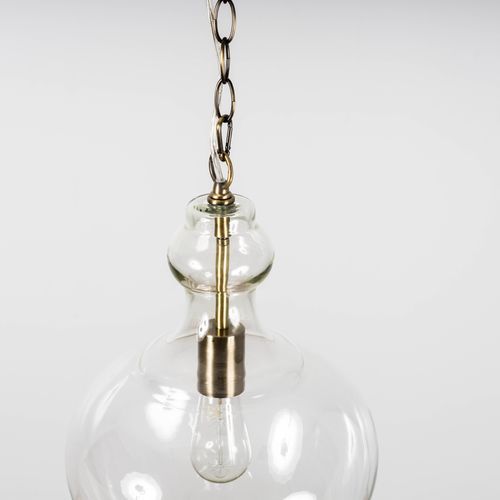 Valentine Glass Pendant Light - Antique Brass