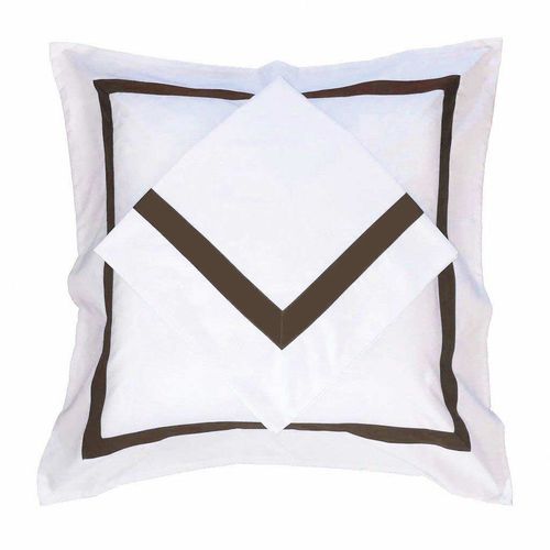 Ava Collection European Pillowcase Set - Espresso Trim
