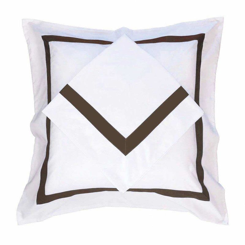 Ava Collection European Pillowcase Set - Espresso Trim
