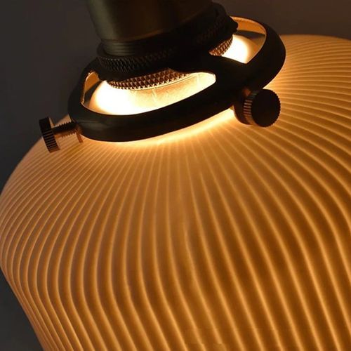 Gloria | Gold Ceramic Pleated Pendant Light