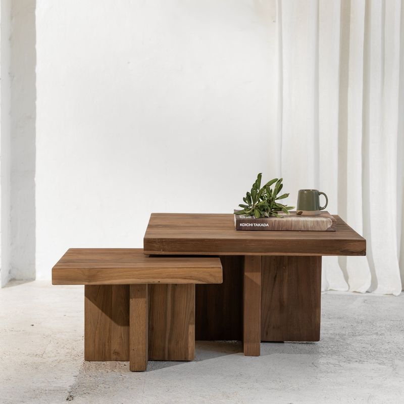 Ines Rustic Finish Squared-Off Coffee Table