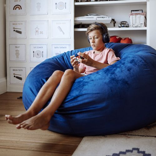 Pierre Fur Bean Bag - Ocean Blue
