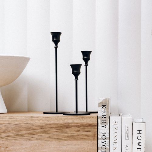 3pc Candlestick Set - Black