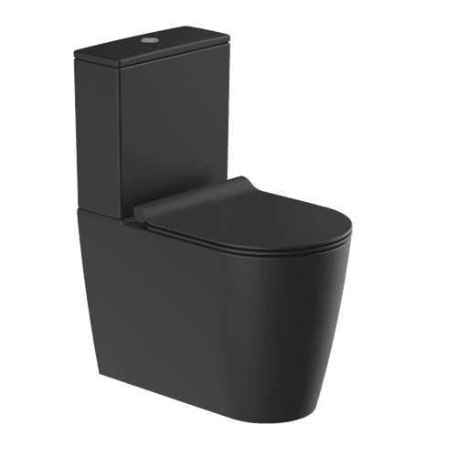 Kube X Rimless Back To Wall Toilet Suite Matt Black Slim Seat