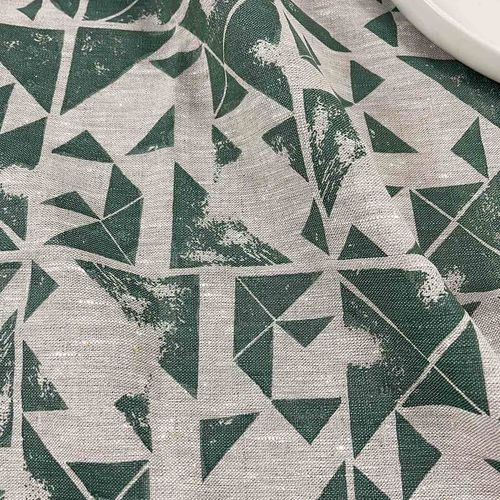 Hand-printed 100% Linen Tea Towel - Foundation, Green
