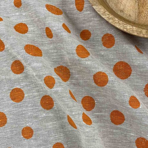 Hand-printed 100% Linen Tea Towel - Spots, Orange