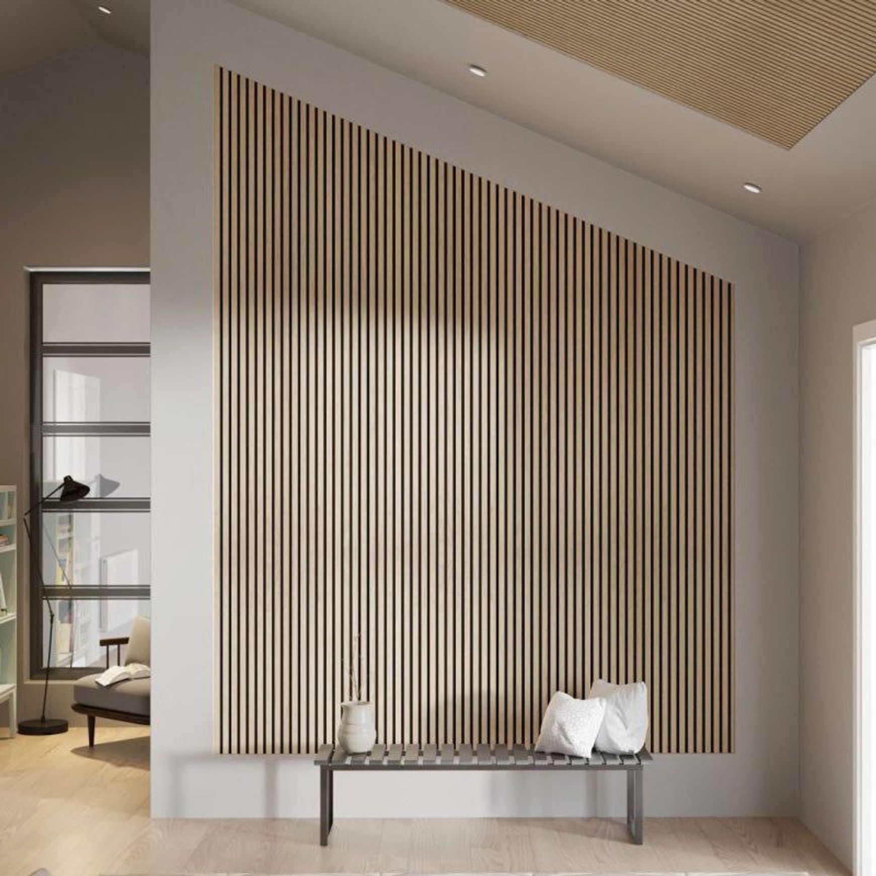 WOODFLEX Flexible Acoustic Wood Slat Wall Panel, Oak Veneer - 2700mm x 600mm