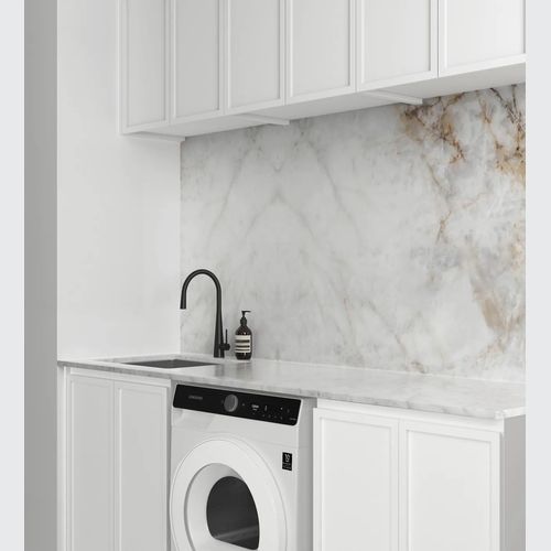 Otti Hampshire Matte White 1960Mm Laundry And Wall Cabinet With Stone Top & Sink (Package-B)