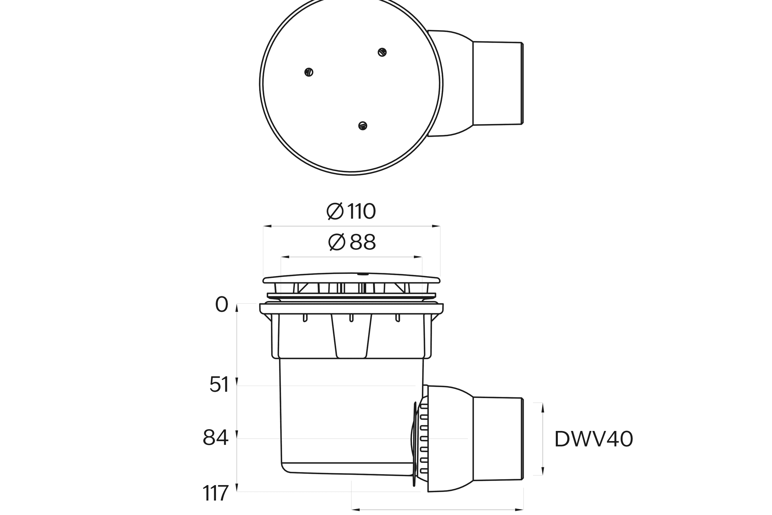 Versa Easy Clean Shower Waste 90mm