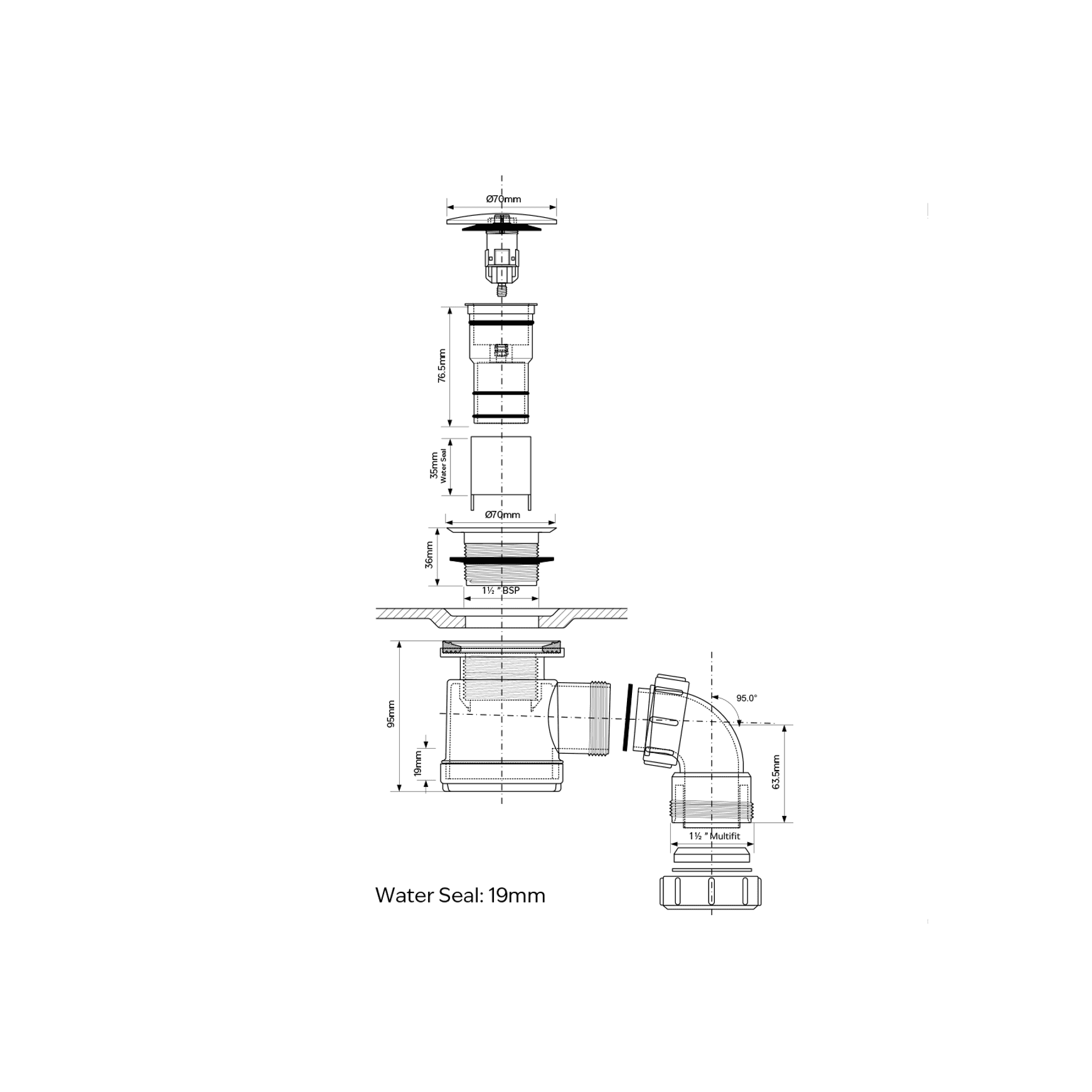 Versa Simple Clean Bath Waste 40mm