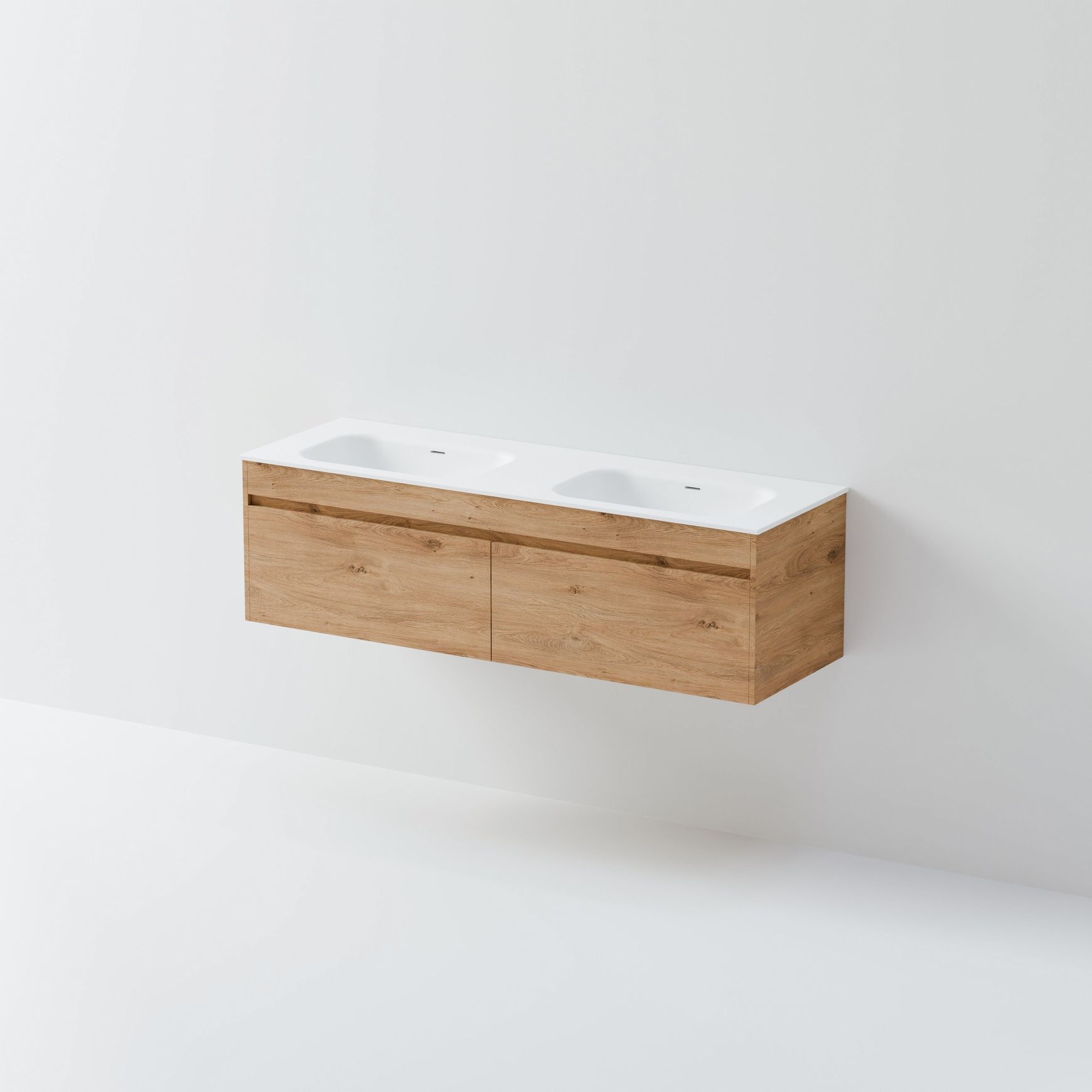 Code Luxe 1500 Wall Hung Double Basin Vanity | 2 Drawer