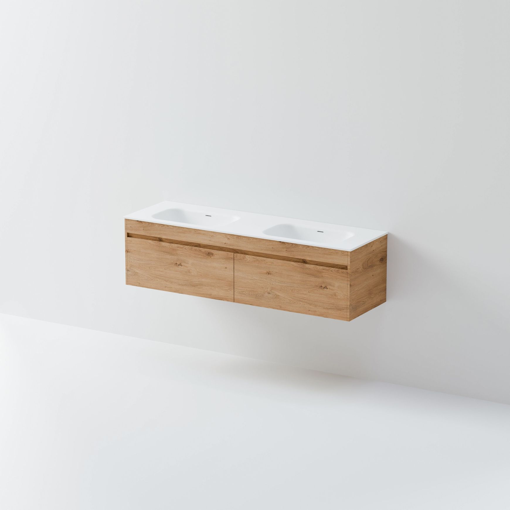 Code Luxe 1800 Wall Hung Double Basin Vanity | 2 Drawer