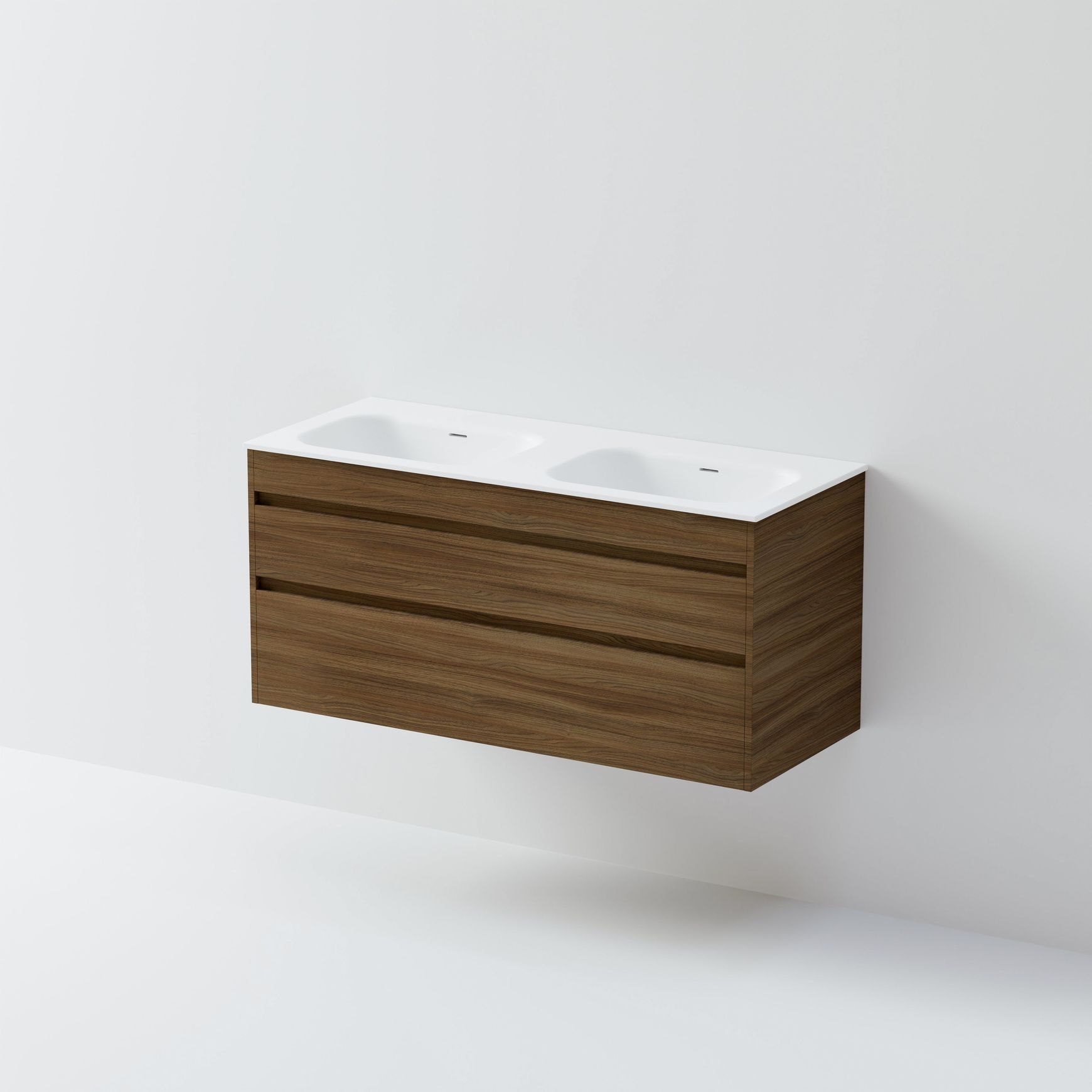 Code Luxe 1200 Wall Hung Double Basin Vanity | 2 Drawer