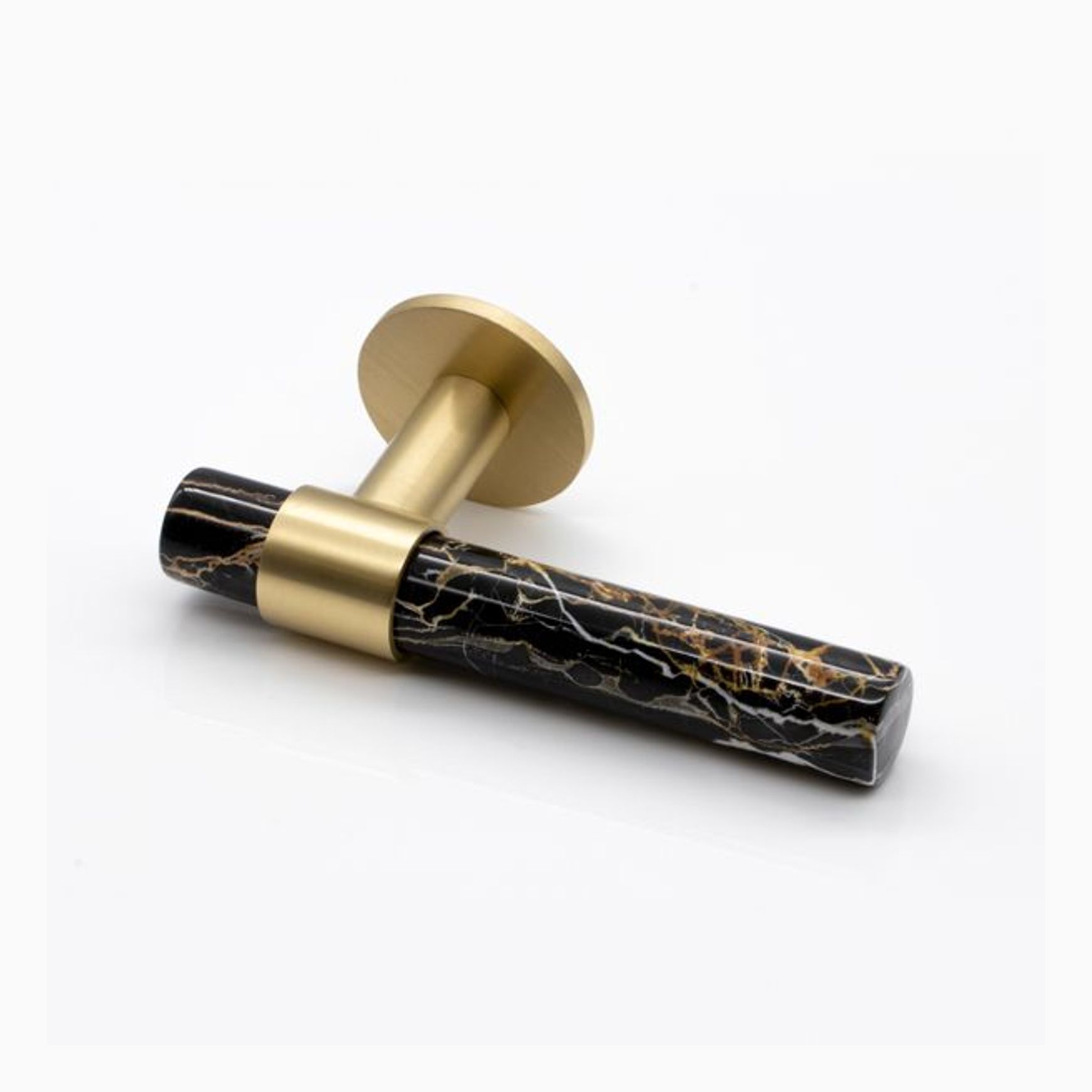 Joseph Giles - Collett Solid Brass & Marble Door Lever Handle With Round Rose
