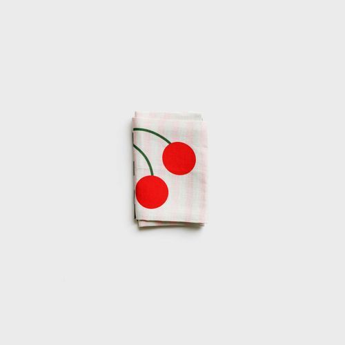 Cherry Printed Linen Tea towel by Lettuce | 100% Linen