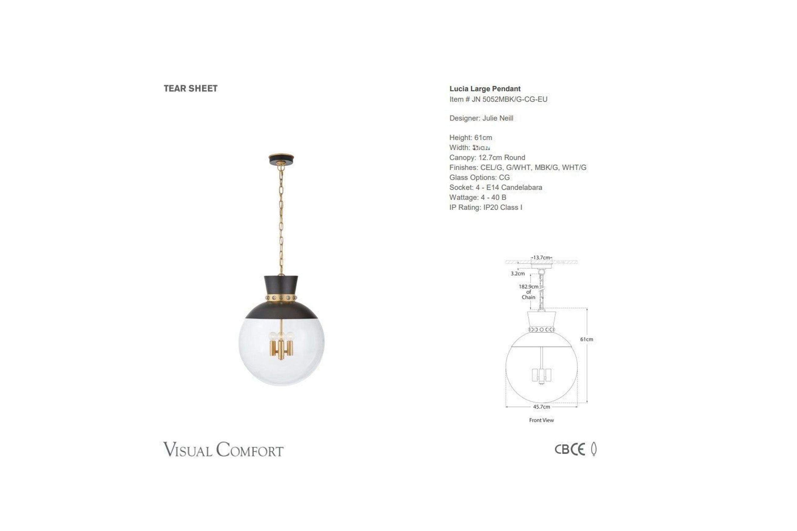 Visual Comfort Julie Neill Lucia Large Pendant