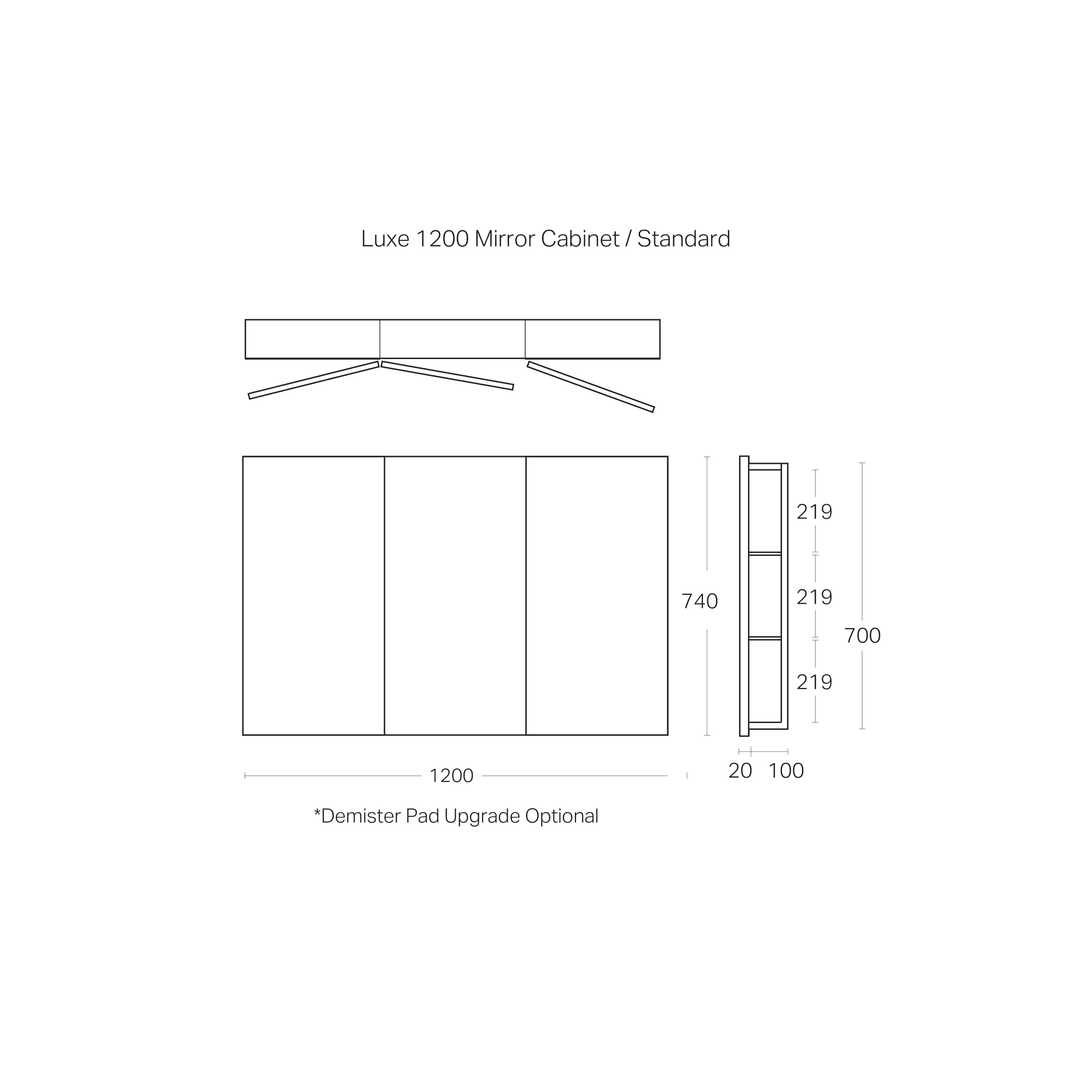 Luxe 1200mm Mirror Cabinet | 3 Door