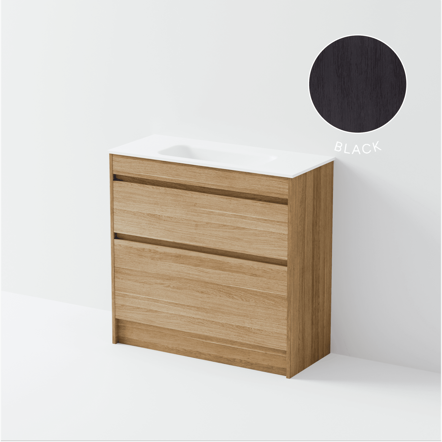 Luxe 900 Slim Floorstanding Vanity | 2 Drawer