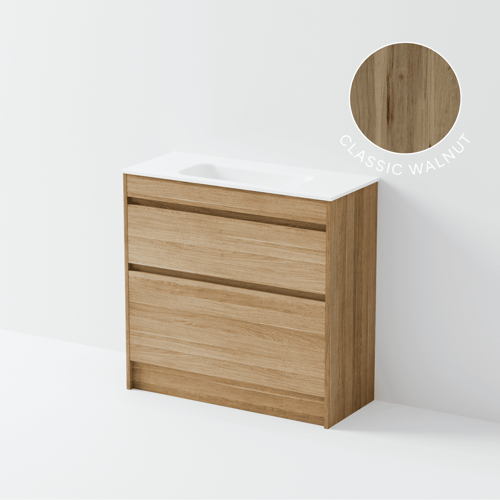 Luxe 900 Slim Floorstanding Vanity | 2 Drawer