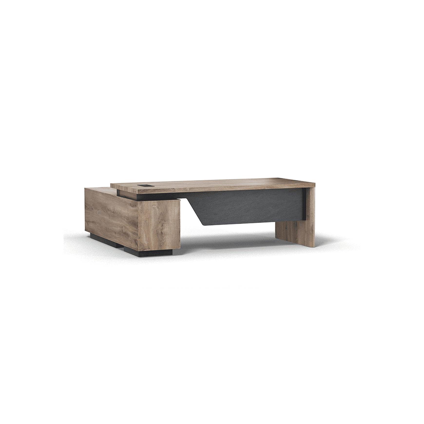 BALDER Executive Desk with Right Return 1.8-2.0M - Warm Oak & Black