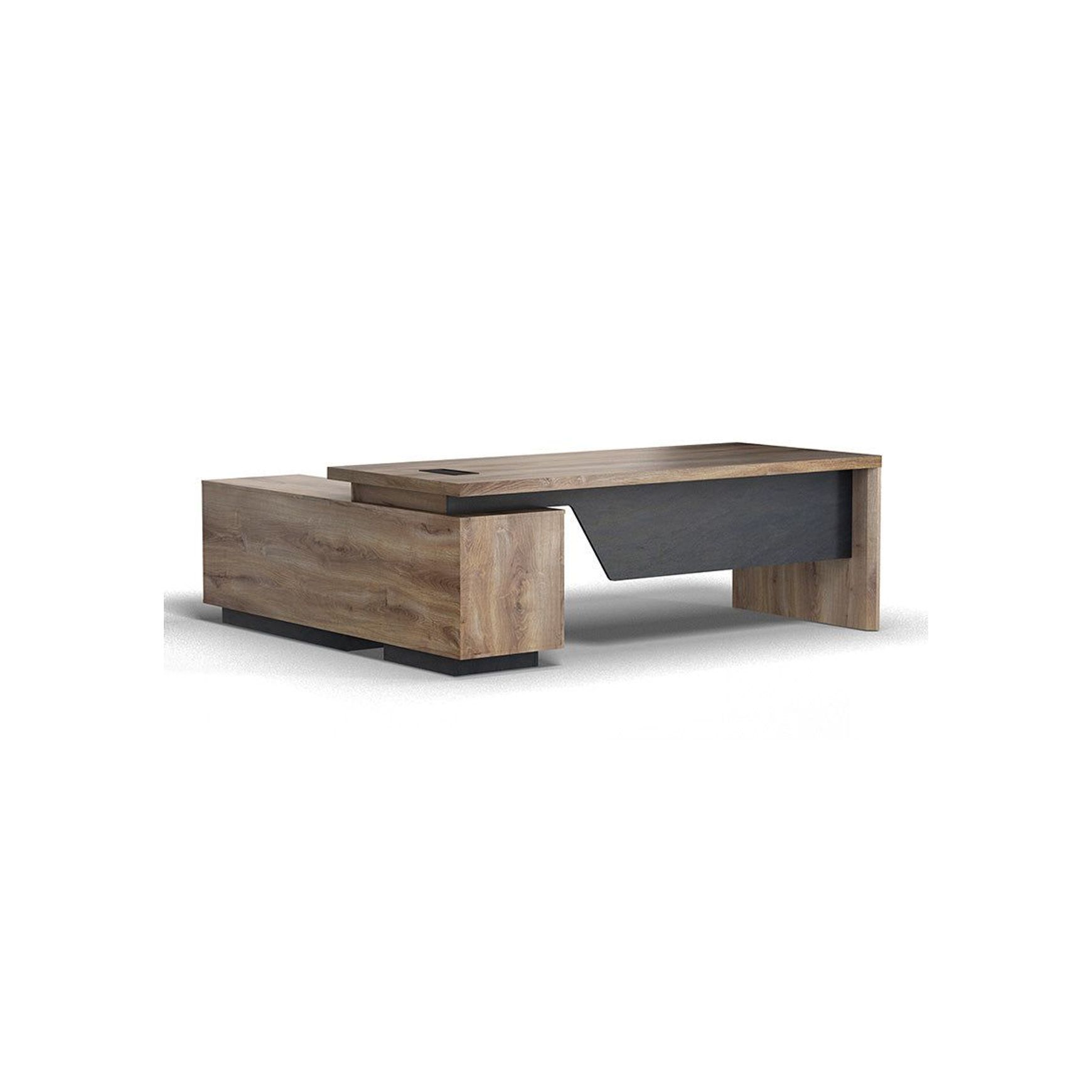 BALDER Executive Desk with Right Return 1.8-2.0M - Warm Oak & Black