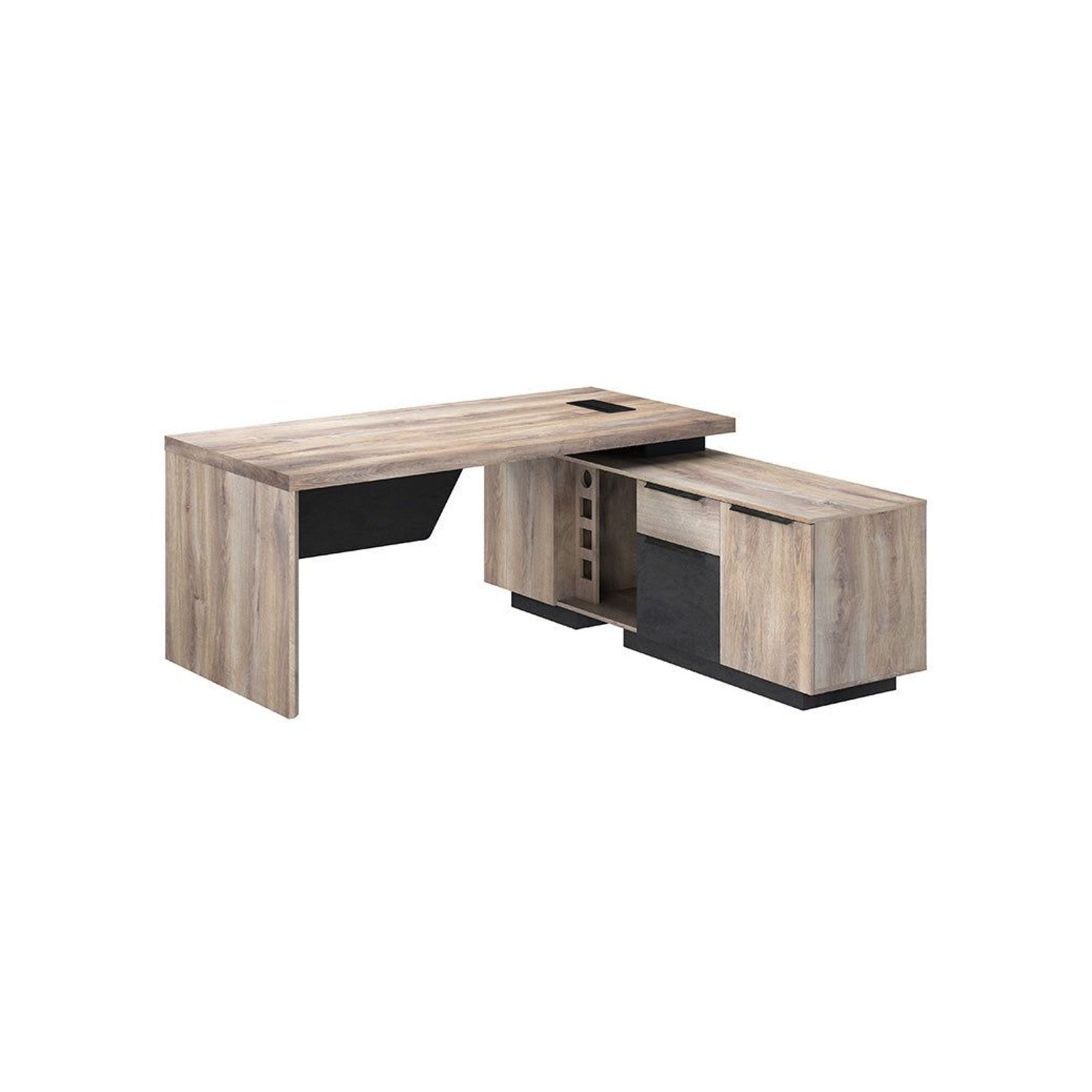 BALDER Executive Desk with Right Return 1.8-2.0M - Warm Oak & Black