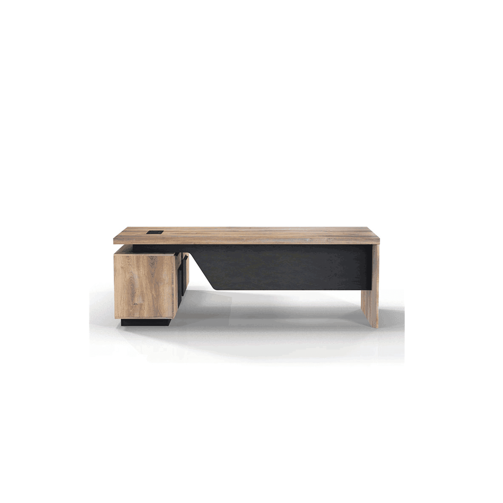 BALDER Executive Desk with Right Return 1.8-2.0M - Warm Oak & Black