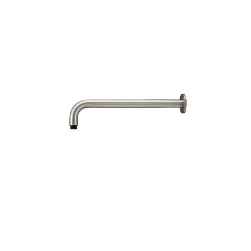 Round Wall Shower Curved Arm 400mm - Brushed Nickel
