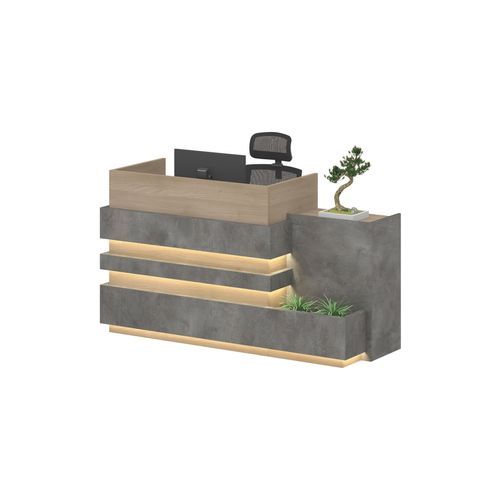 KERAN  Reception Desk 1.8M Right Panel - Acacia & Carbon Grey Colour