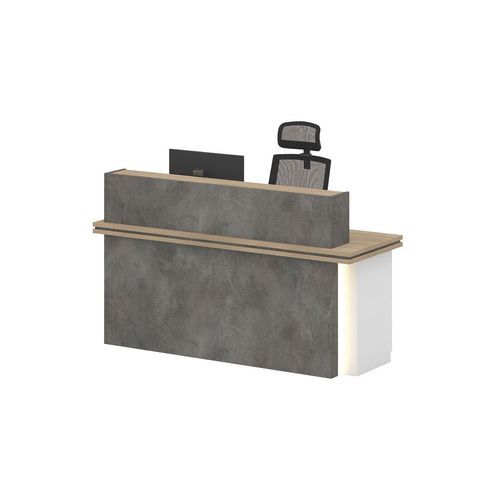 JARIN  Reception Desk 1.8M Right Panel - Carbon Grey & White Colour