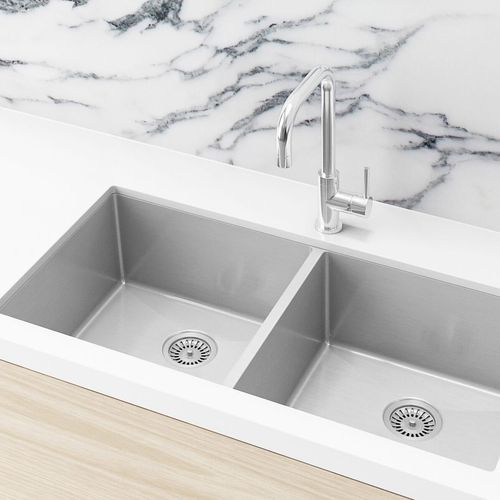 Kitchen Sink - Double Bowl 860 x 440 - PVD Brushed Nickel