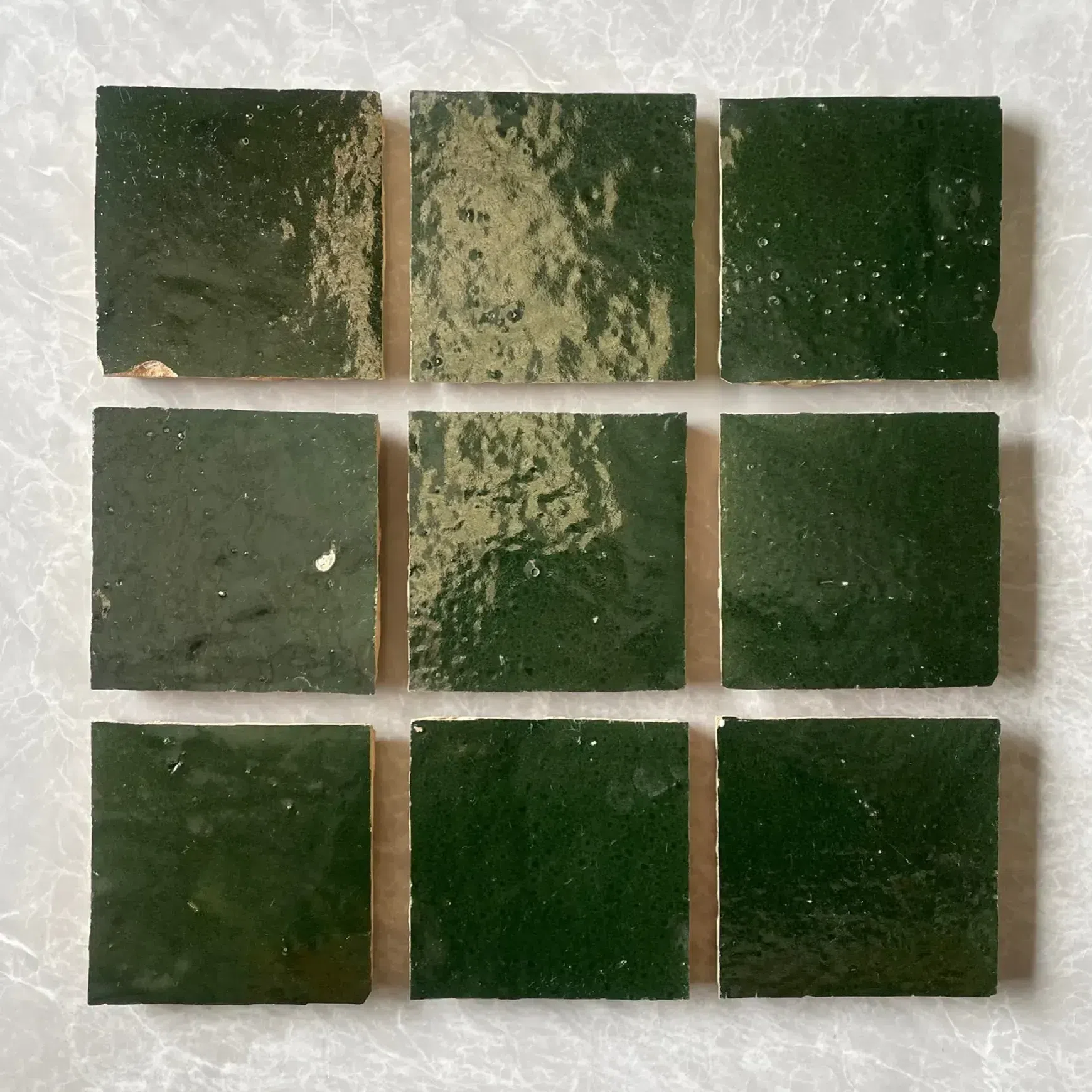 Dark Green Square Moroccan Zellige