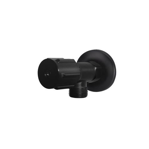 Round Mini Stop Cistern Tap with backplate - Matte Black