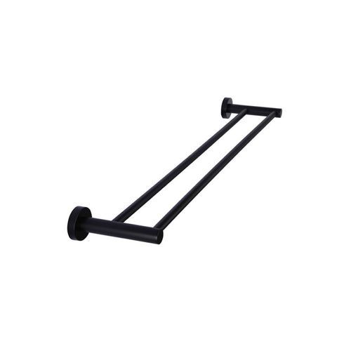 Round Double Towel Rail 600mm - Matte Black