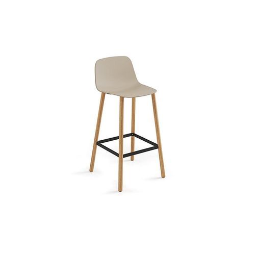 Maarten Plastic Counter Stool - Four Wooden Legs