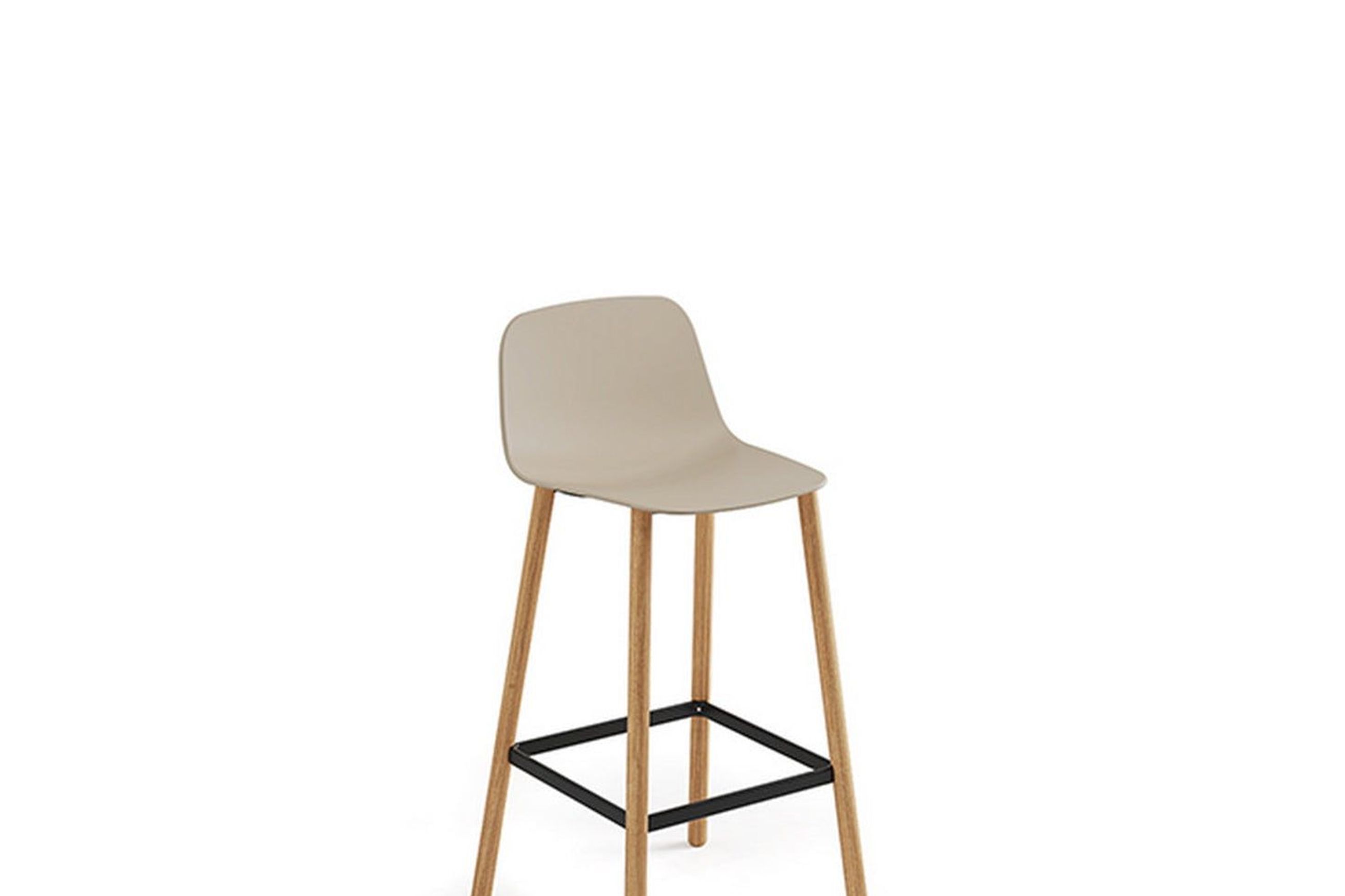 Maarten Plastic Counter Stool - Four Wooden Legs