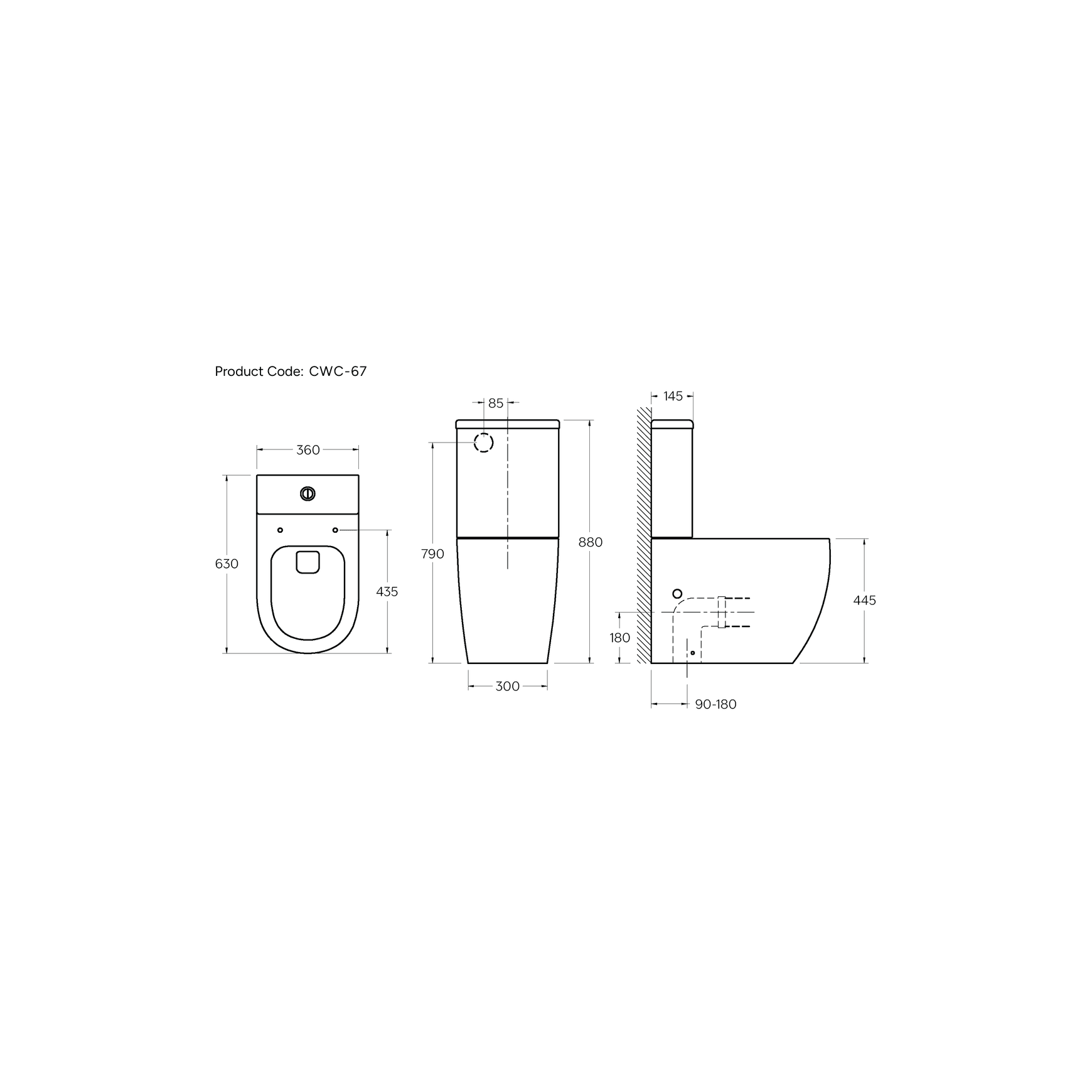 Flow Typhoon Overheight BTW Toilet Suite | Gloss White