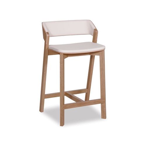 Merano Kitchen Stool - Natural Oak - White Pad - by TON