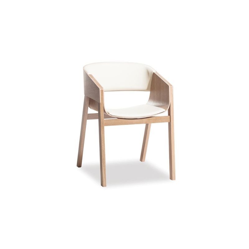 Merano Armchair - Natural Oak - White Pad - by TON